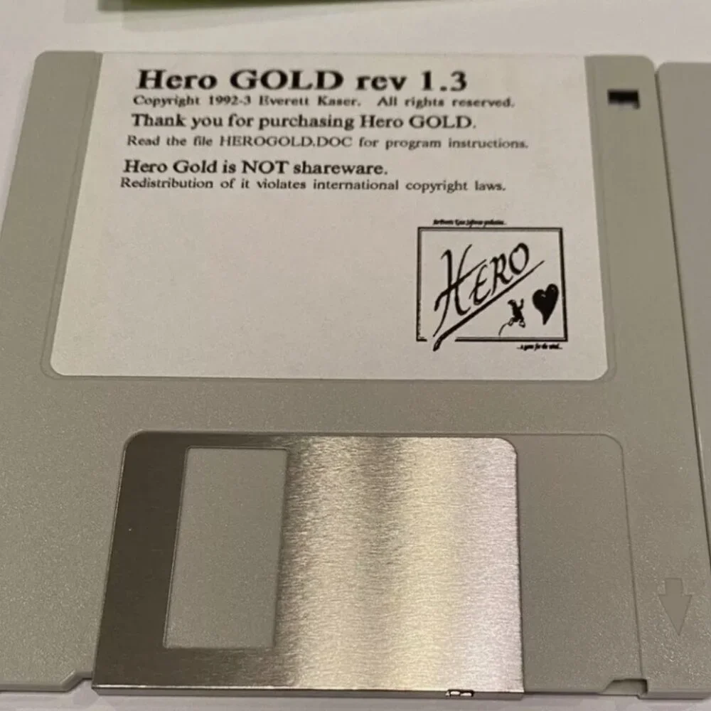 RARE Vtg Hero Gold Game PC 3.5 Lot Of 3 Floppy Disks Everett Kaser 1992 Manuals